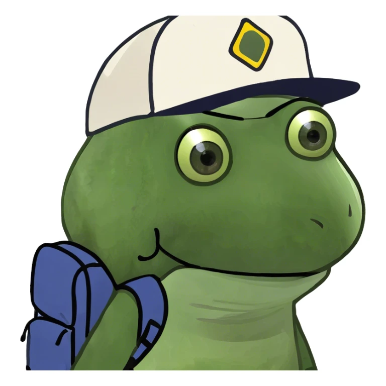 bufo wearing hat and backpack sticker