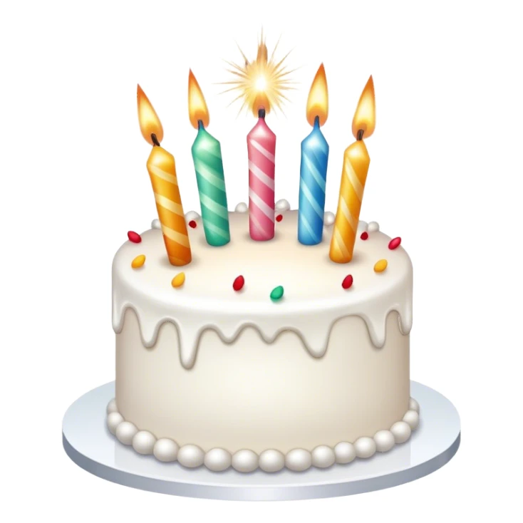 White birthday cake with sparkler candles sticker