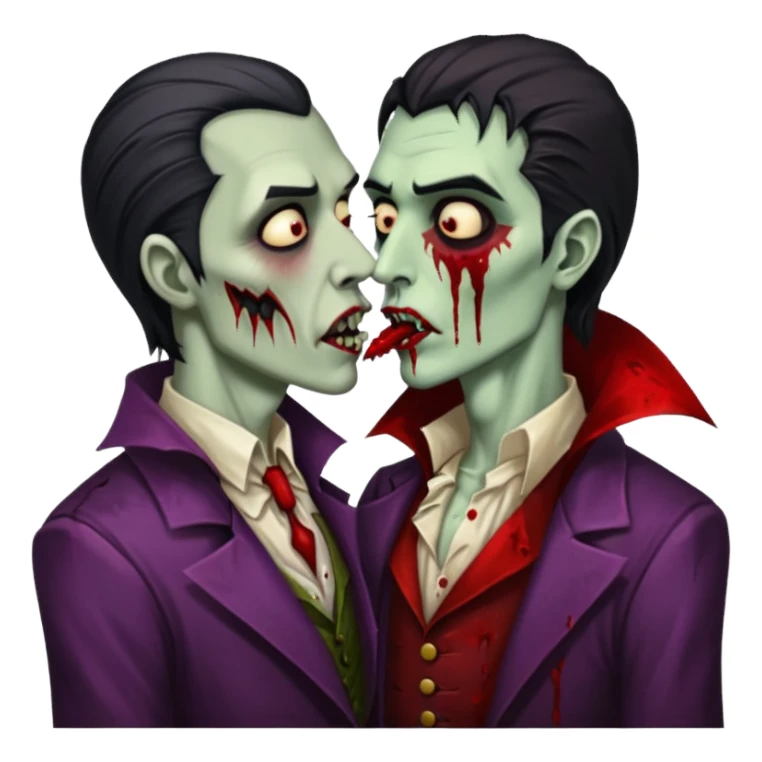 dracula kissing zombie sticker