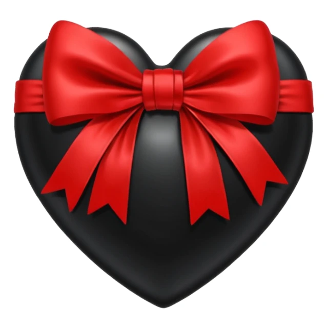 Black heart with red bow sticker
