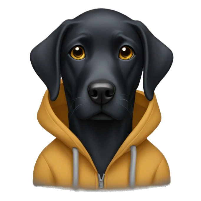 Black lab wearing hoodie sticker