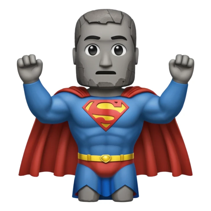 a moai emoji with a superman cape sticker