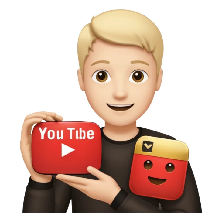 a happy holding youtube golden play button sticker
