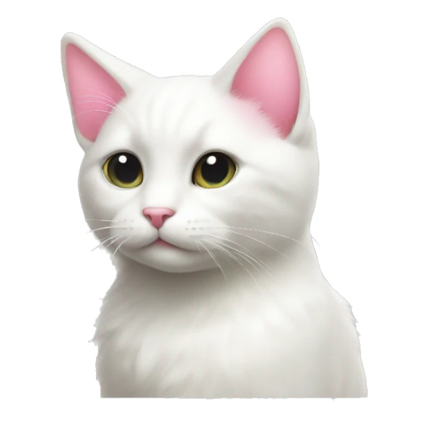 White cat with pink heart sticker
