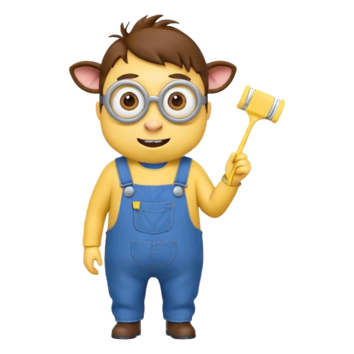 make me a minion cow while flossing and doing hair sticker