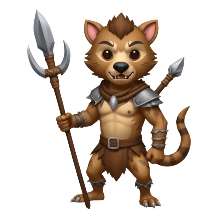 create a dnd style gnoll.png with a spear using 48x48 pixels size sticker