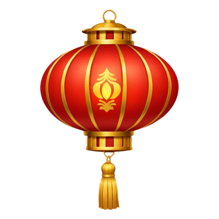 A red lantern with gold tassels glowing softly. sticker