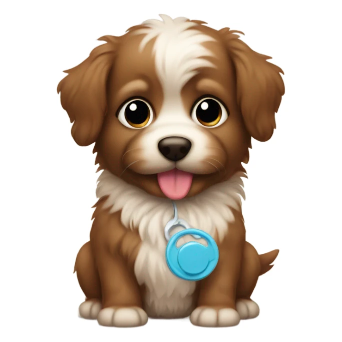 brown fluffy puppy with pacifier  sticker