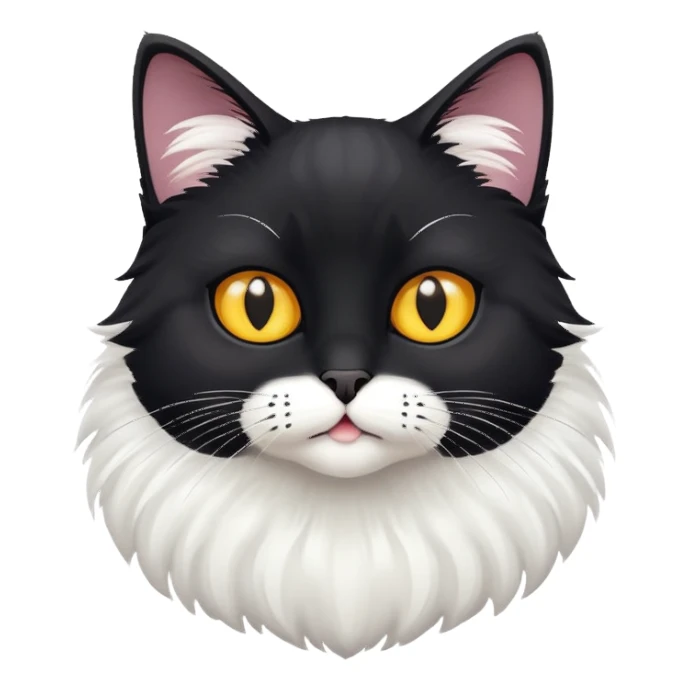black cat with white bottom, playful expression sticker
