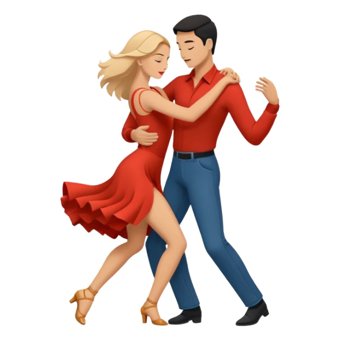 Minimalistic flat vector icon, iOS style, thin black contour on white background. Silhouette of a dancing couple in close embrace, symbolizing Bachata. Clean, no text, no shadows sticker