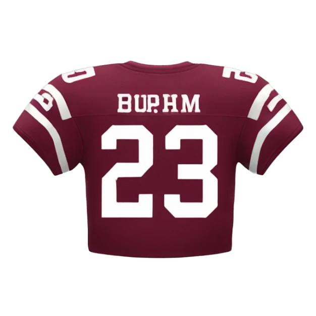 one small burgundy jersey with ‘23’ written on it sticker
