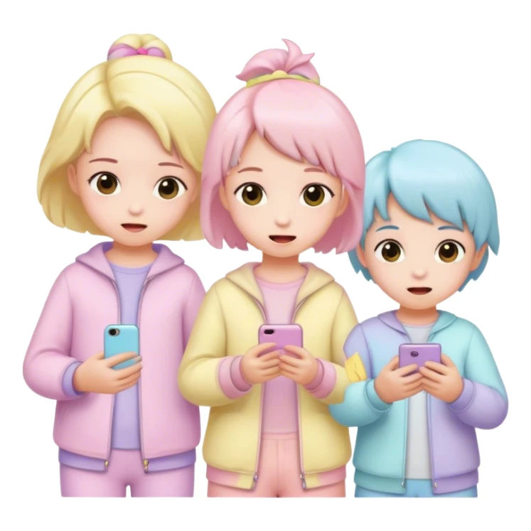 children in pastel clothes play sticker