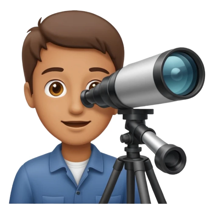 happy person looking through a telescope sticker