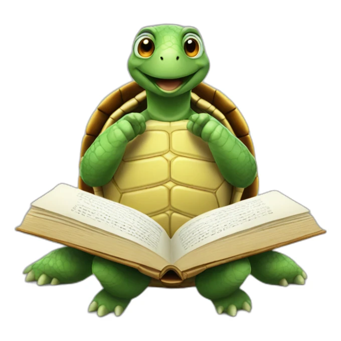 the turtle is reading a book sticker