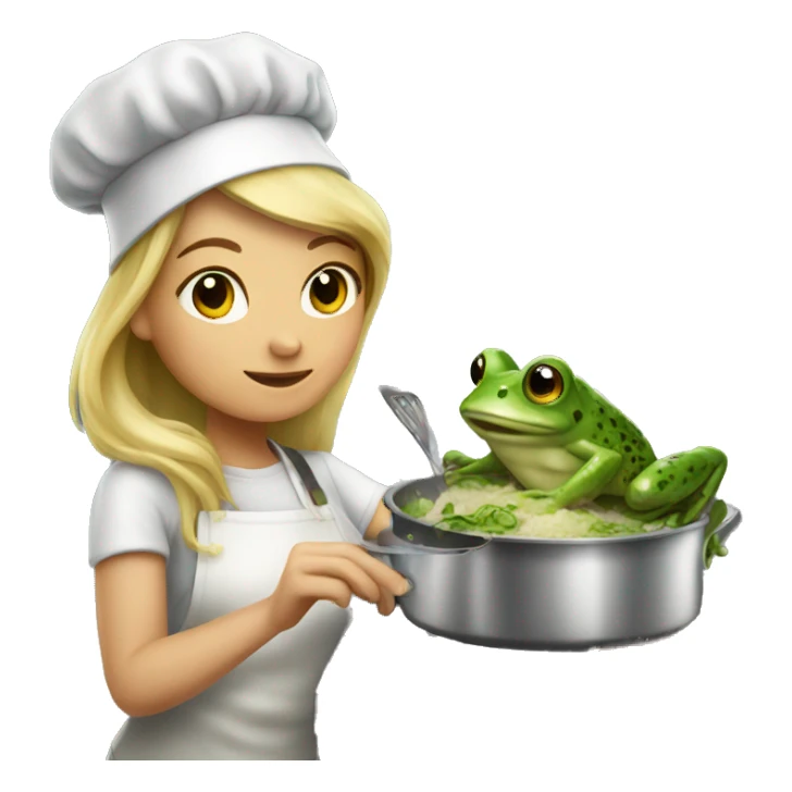Girl cooking frog sticker