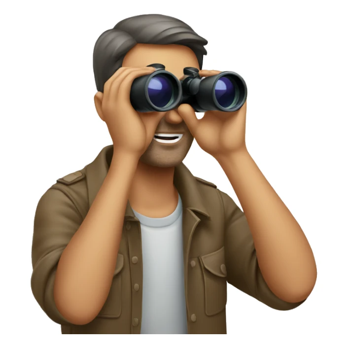 Man looking throug binoculars sticker