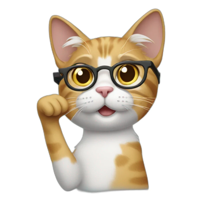 cat with nerd glasses and finger pointed up sticker