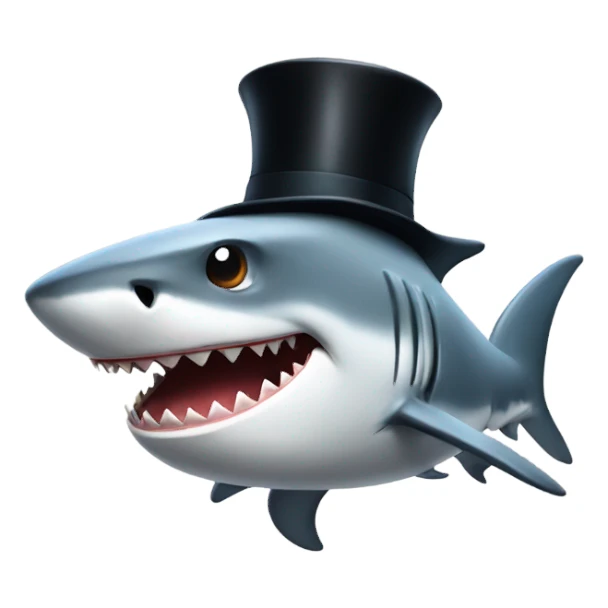 Shark with a top hat sticker