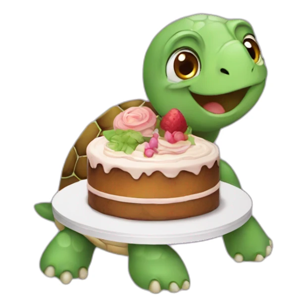turtle with cake sticker