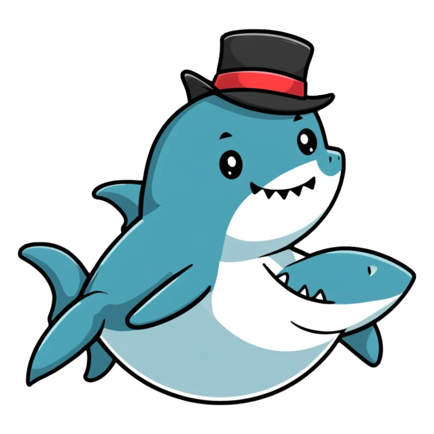 shark wearing a top hat sticker