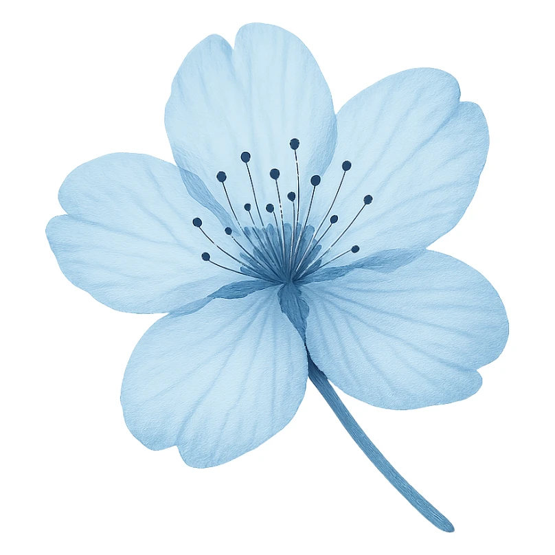 show one blue cherry blossom, remove background sticker