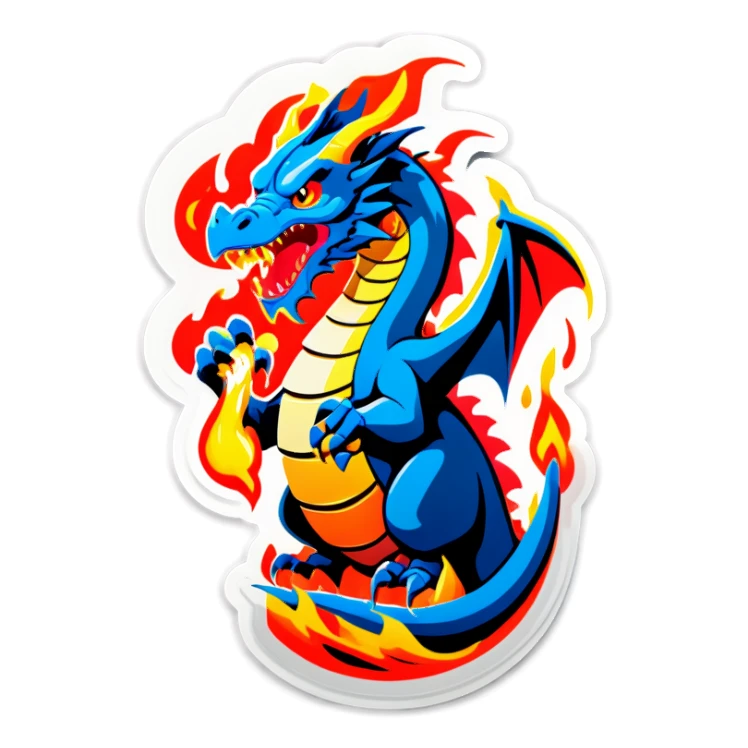 Dragon breathing fire sticker