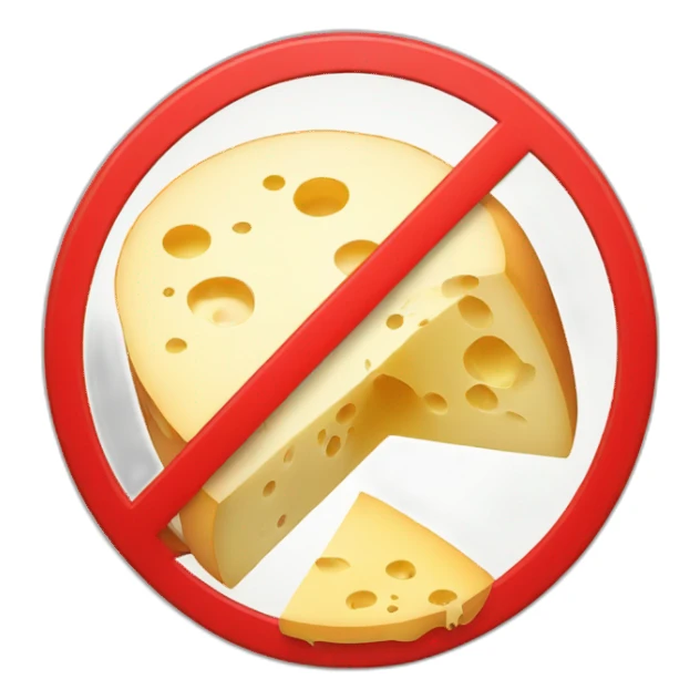 cheese inside a red 'no-smoking' sign sticker