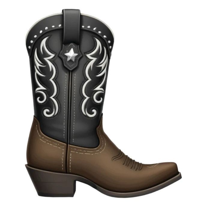 black cowboy boot with white detail sticker