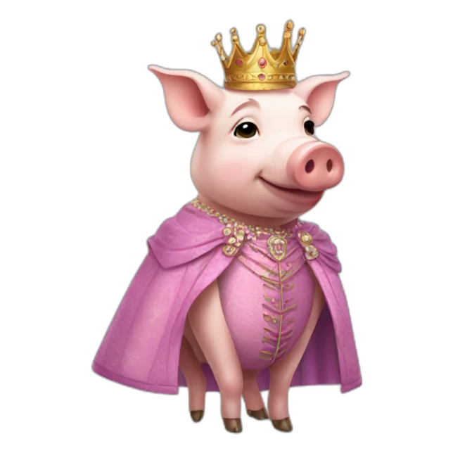 Pig with queen outfit  sticker