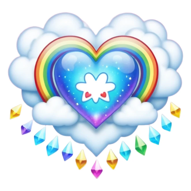 heart magic sparkles cloud rainbow heart sticker