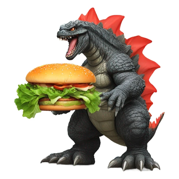 Godzilla eating a burger  sticker