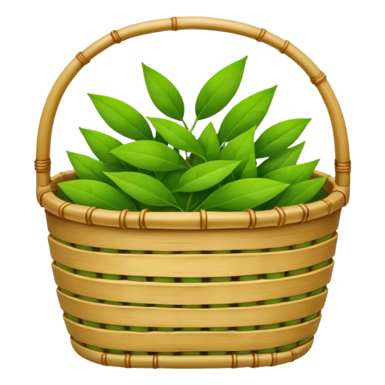 bamboo basket, green tea leaves sticker