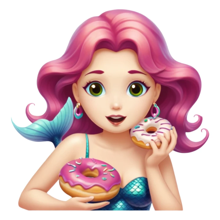 Mermaid eating donuts  sticker
