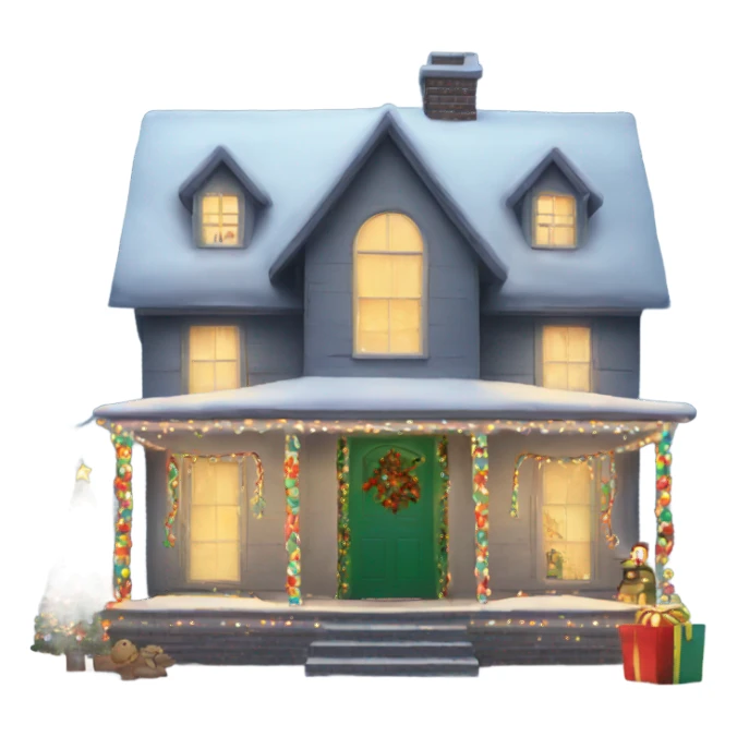House decorated with christmas lights sticker