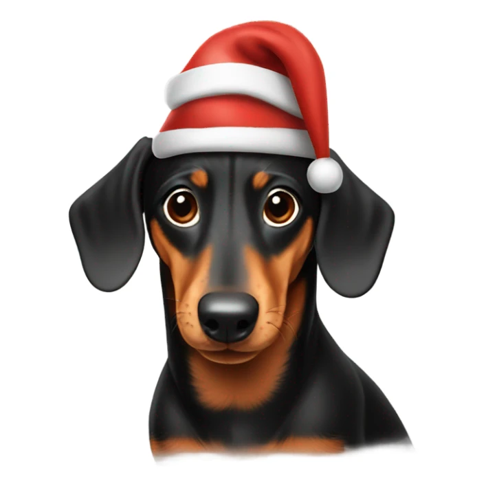 Dachshund wearing Santa hat sticker
