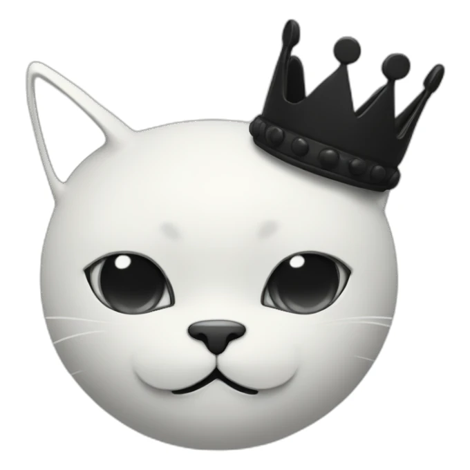 chat noir et blanc avec une couronne sticker