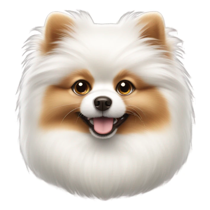 Fluffy white Pomeranian with brown ears sticker