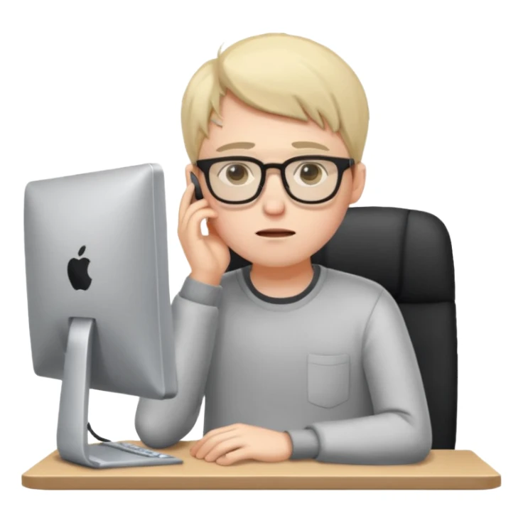 young male programmer very tired at the computer sticker