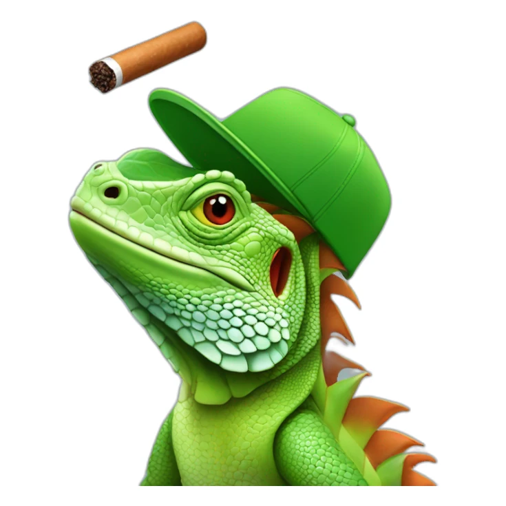 Iguana con gorra y cigarro sticker