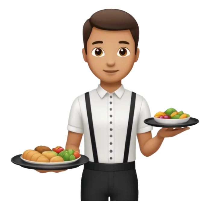 a waiter with a tray sticker