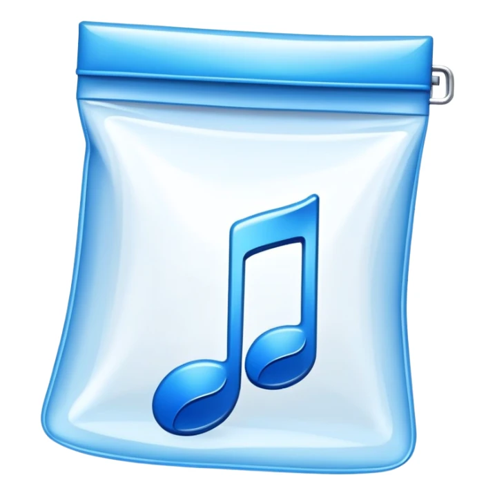 ziplock bag with a blue musical note inside sticker
