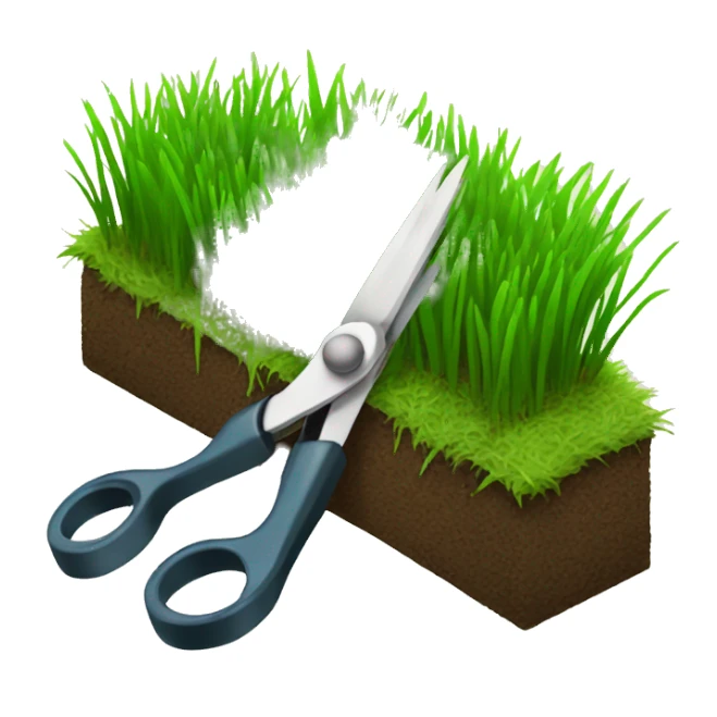 scissors cutting a grass patch sticker