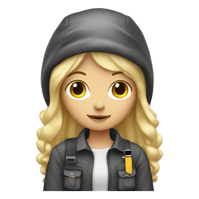 Blonde girl with camera sticker