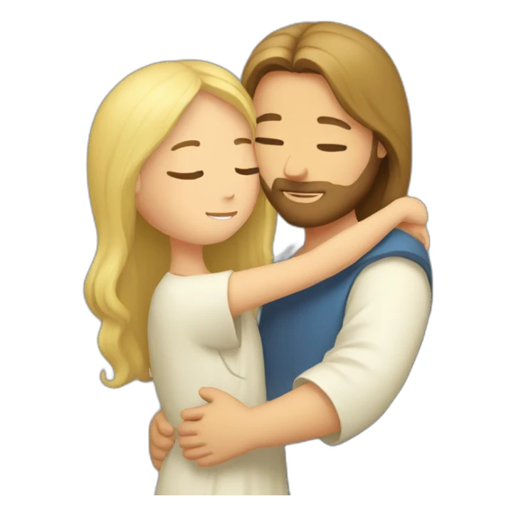 Jesus hugging a girl with blonde hair sticker