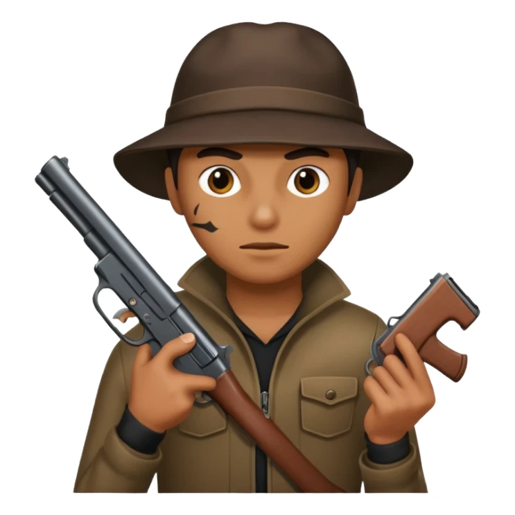 A robber holding a gun sticker