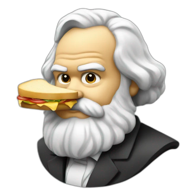 karl marx eating a sandwich sticker