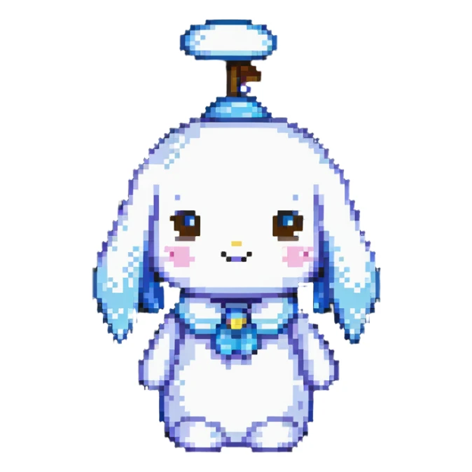 Cinnamoroll character in pixel art style sticker