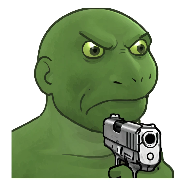 Man with a gun sticker