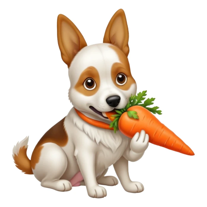 Dog eating a carrot sticker
