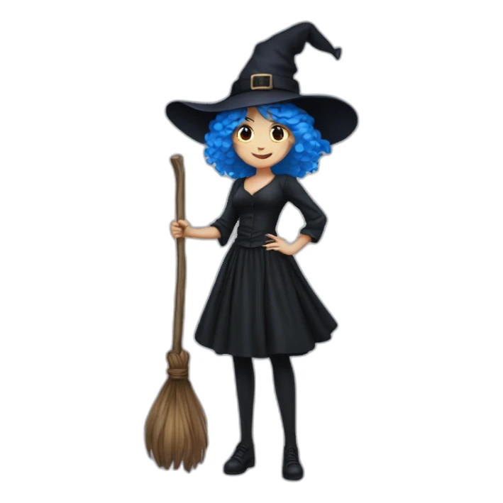Blue-haired witch in black full skirt full length sticker